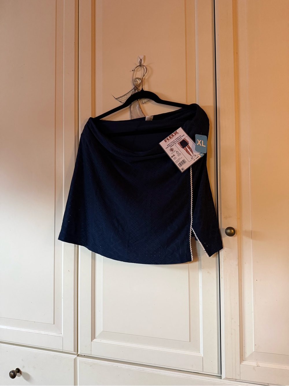 Classic Navy Mini Skirt with Side Zip - XL